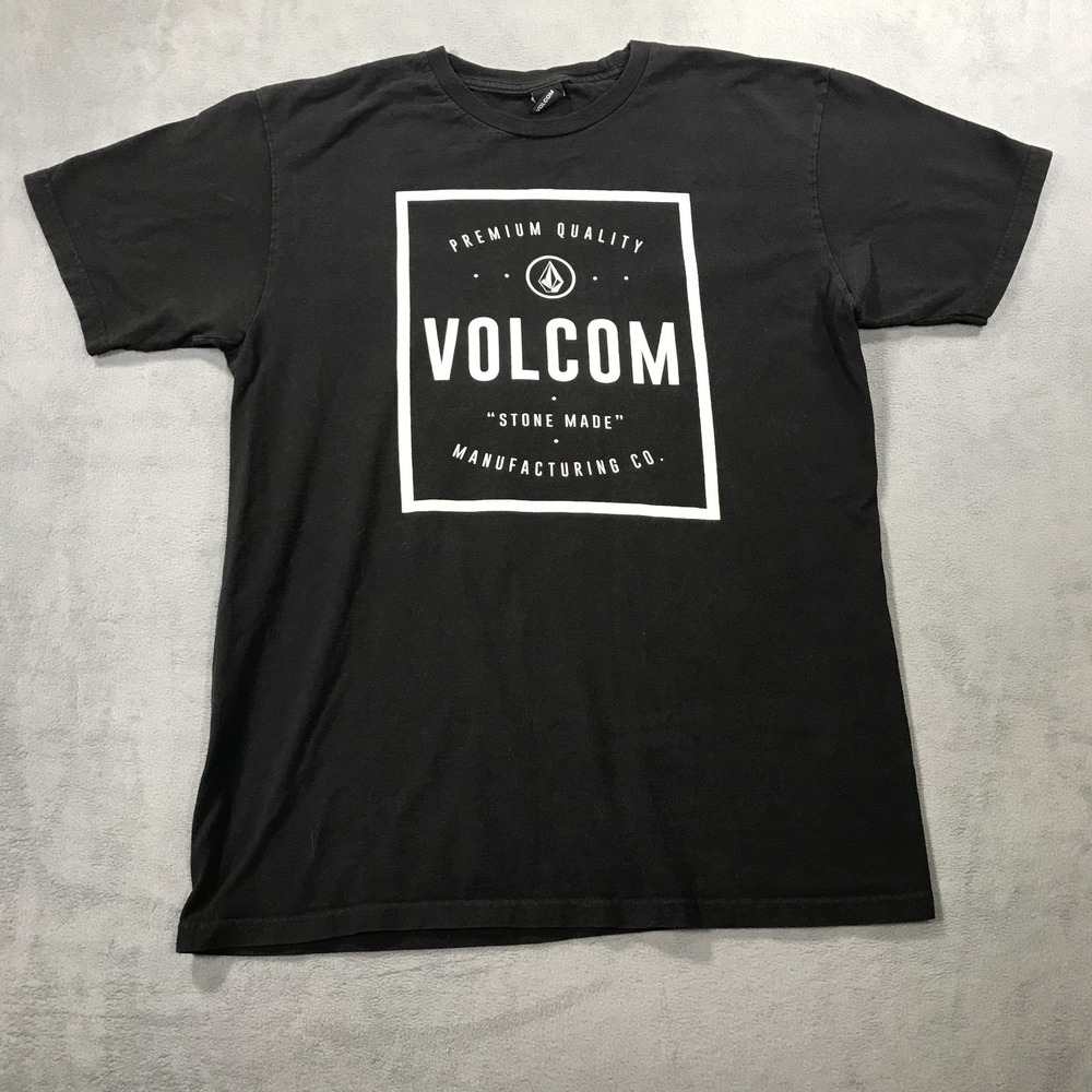 Volcom T Shirt Men's Medium Black Skate Surf Short Sleeve Graphic Tee Y2K